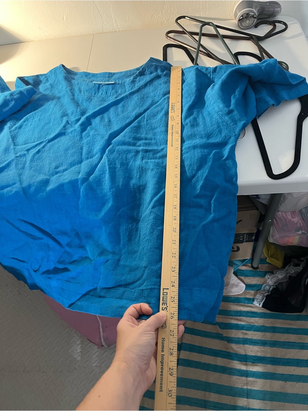 Bryn Walker Cobalt Royal Relaxed Blue 100% Linen Boatneck Oversized Top USA Made - Picture 11 of 14